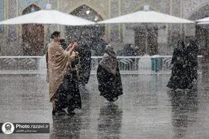 بارش اولین برف پاییزی 1401 در حرم مطهر رضوی