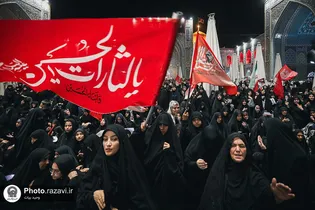 عاشقان ولایت در جوار امام رضا (ع) از فراق رهبر شهید گریستند