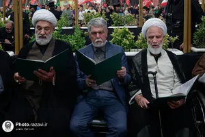 مراسم بزرگداشت چهلمین روز تدفین رهبر شهید انقلاب اسلامی در حرم مطهر رضوی