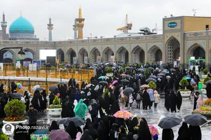 گلباران حرم مطهر رضوی در شب میلاد حضرت معصومه سلام الله علیها