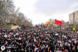 تشییع پیکر دو شهید حادثه تروریستی کرمان و شهید دفاع مقدس