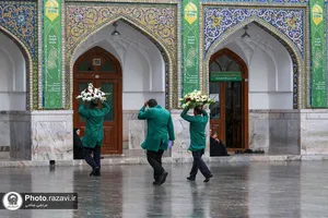 بارش باران بهاری در حرم مطهر رضوی