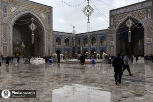 بارش باران بهاری در حرم مطهر رضوی