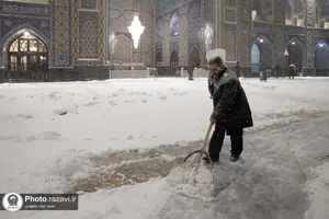 بارش برف پاییزی در حرم مطهر رضوی