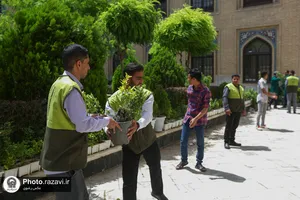 ورود کاروان گل&zwnj;های اهدایی به حرم مطهر رضوی
