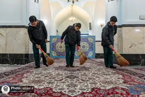 آیین غبارروبی مسجد گوهرشاد در آستانه ماه مبارک رمضان
