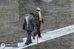 بارش اولین برف پاییزی 1401 در حرم مطهر رضوی
