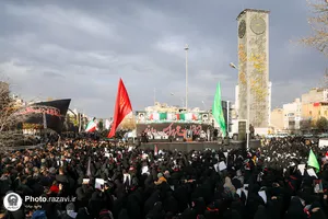 تشییع پیکر دو شهید حادثه تروریستی کرمان و شهید دفاع مقدس