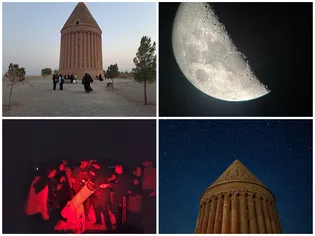 شب رصدی دانش‌آموزان مدارس امام رضا (ع) در کنار برج تاریخی رادکان