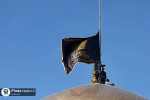 تعویض پرچم گنبد منور رضوی به مناسبت ایام فاطمیه