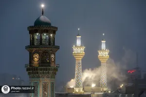 بارش برف در حرم مطهر رضوی