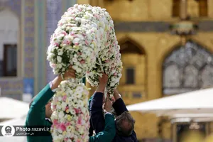 گل&zwnj;آرایی حرم مطهر رضوی به مناسبت عید غدیر