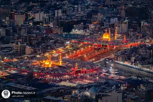 تصاویر هوایی از بین&zwnj;الحرمین در شب اربعین حسینی