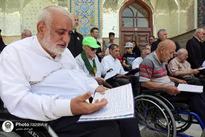 تشرف جانبازان قطع نخاعی 70درصد به حرم مطهر رضوی