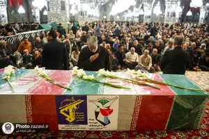 مراسم وداع با پیکر شهید مجید شخصی در حرم مطهر رضوی