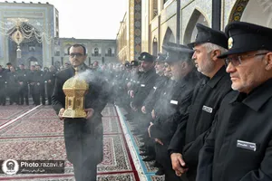 آیین خطبه&zwnj;خوانی خدام بارگاه منور رضوی در نخستین روز خاکسپاری شهید آیت&zwnj;الله رئیسی