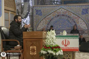 وداع با پیکر شهید سیدداوود بی&zwnj;طرف در حرم مطهر رضوی