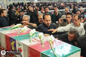 مراسم وداع با پیکر شهید مجید شخصی در حرم مطهر رضوی