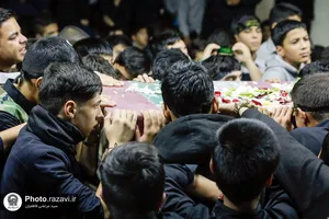 تشییع پیکر شهید دفاع مقدس در دبیرستان پسرانه امام رضا علیه&zwnj;السلام