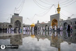 بارش باران بهاری در حرم مطهر رضوی