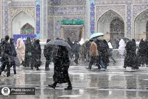 بارش برف در حرم مطهر رضوی