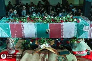 مراسم تشییع پیکر شهید گمنام دفاع مقدس در دبیرستان پسرانه واحد 3 امام رضا(علیه&zwnj;السلام)