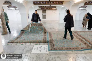 آماده سازی اماکن مسقف حرم مطهر رضوی در سومین شب از لیالی قدر