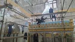 ‌آیین تنظیف آستان حضرت حسین‌بن‌موسی‌الکاظم (ع) برگزار شد