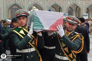 تشییع پیکر شهید مهدی خموشی در حرم مطهر رضوی
