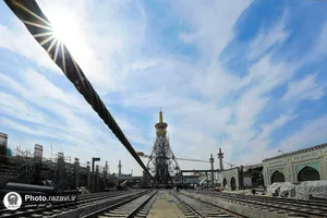جابجایی گلدسته صحن جمهوری اسلامی حرم مطهر رضوی-1