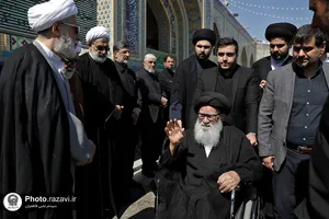 تشییع پیکر همسر آیت الله مرتضوی در حرم مطهر رضوی