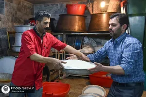 توزیع غذا میان نیازمندان اطراف حرم مطهر رضوی
