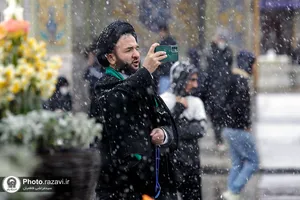 بارش برف در حرم مطهر رضوی
