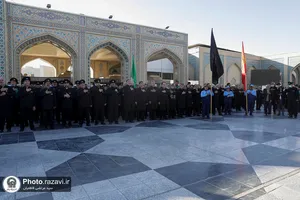 عزاداری خادمان حرم&zwnj; مطهر رضوی در صبح شهادت امام حسن عسکری علیه&zwnj;السلام
