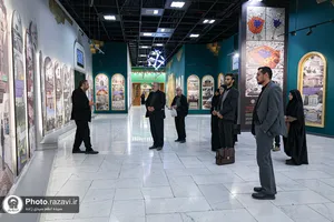 بازدید خادمان استاد دانشگاه از نمایشگاه رواق خدمت حرم مطهر رضوی
