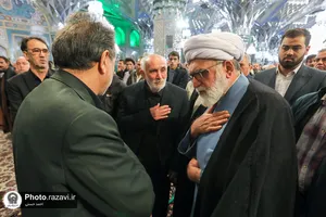 مراسم وداع با پیکر 2 شهید حمله تروریستی کرمان در حرم مطهر رضوی