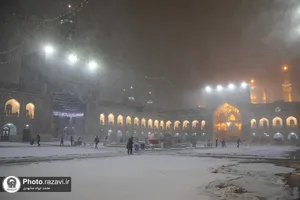 بارش برف پاییزی در حرم مطهر رضوی
