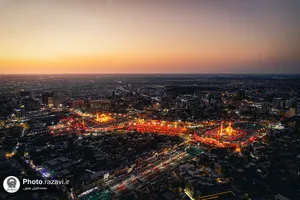 تصاویر هوایی از بین&zwnj;الحرمین در شب اربعین حسینی