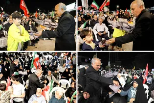 ابلاغ پیام تقدیر تولیت آستان قدس رضوی به مردم مبعوث شده توسط خدام حرم مطهر رضوی در ۵۹ نقطه تجمعات مردمی