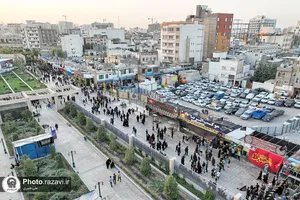 عکس های هوایی از مواکب خدمت رسان به زائرین حرم مطهر رضوی