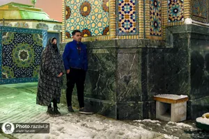 بارش برف شبانگاهی در حرم مطهر رضوی