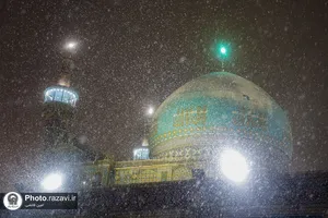 بارش برف شبانگاهی در حرم مطهر رضوی