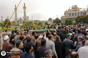 مراسم تشییع پیکر حاج سیدجعفر ماهرخسار در حرم مطهر رضوی