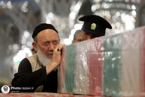 مراسم وداع با پیکر شهدای گمنام دفاع مقدس در حرم مطهر رضوی