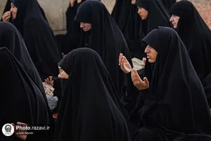بدرقه کاروان اربعینی طلاب جامعة المصطفی در حرم مطهر رضوی
