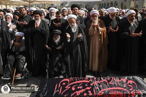 تشییع پیکر همسر آیت الله مرتضوی در حرم مطهر رضوی