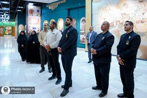 بازدید خادمیاران یگان صیانت حرم مطهر رضوی از شمیم رضوان و نمایشگاه رواق خدمت