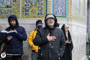 بارش برف در حرم مطهر رضوی