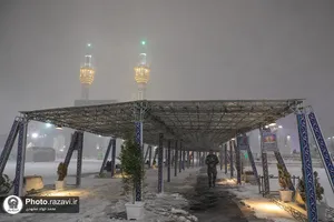 بارش برف پاییزی در حرم مطهر رضوی