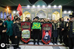 حضور کاروان سفیران امام رئوف علیه&zwnj;السلام در ابتدای مسیر پیاده&zwnj;روی زائران اربعین در نجف اشرف
